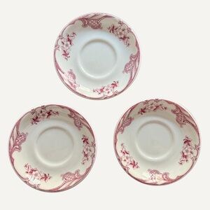 Vintage Ref Pink Floral Saucer Set of 3